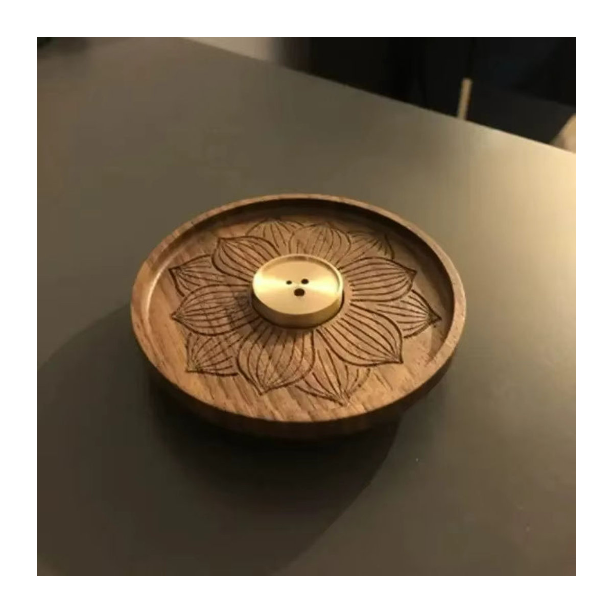 Weihrauchhalter Set aus Massivholz und Kupfer in Braun für Zen Meditation und Aromatherapie - Bild 2