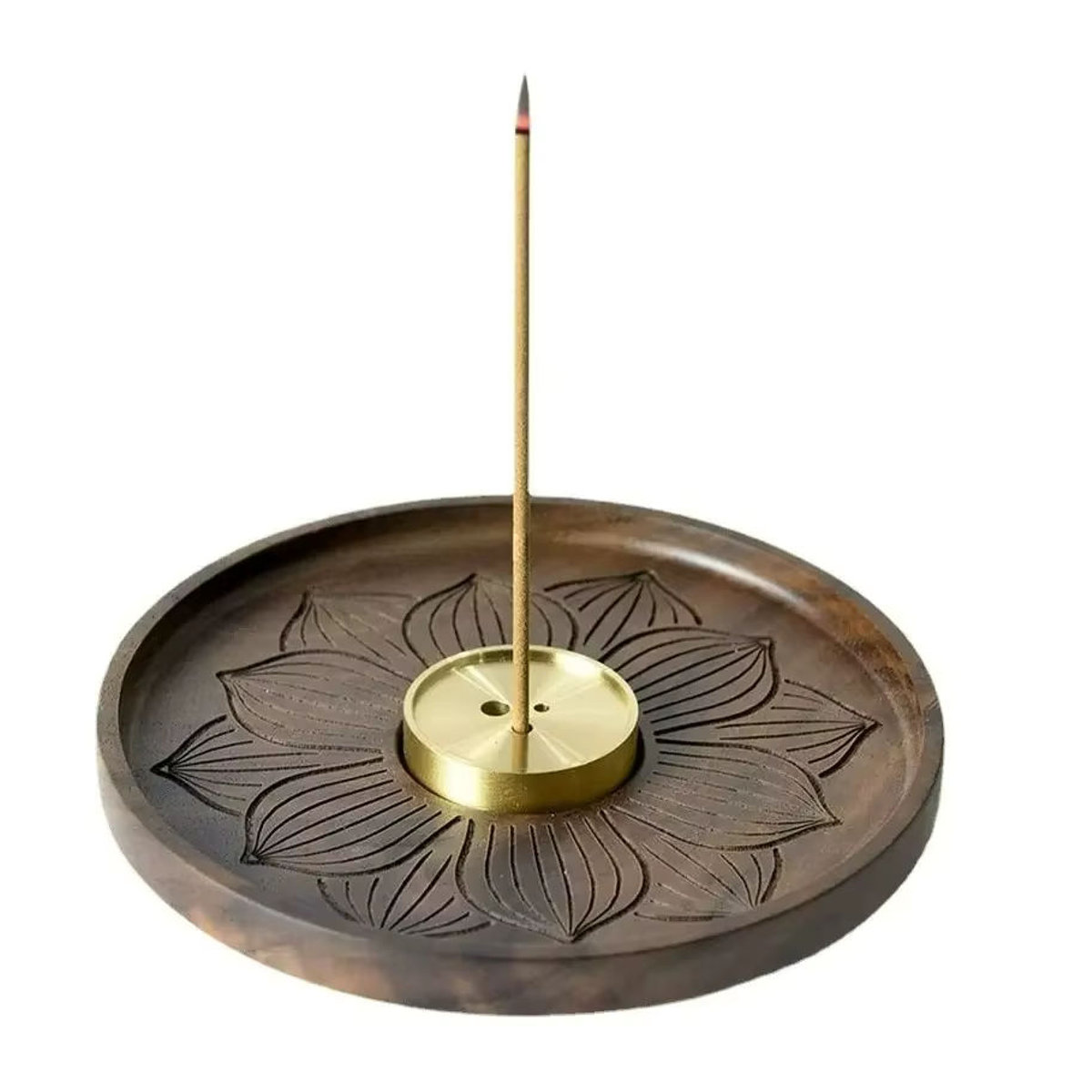 Weihrauchhalter Set aus Massivholz und Kupfer in Braun für Zen Meditation und Aromatherapie - Bild 3