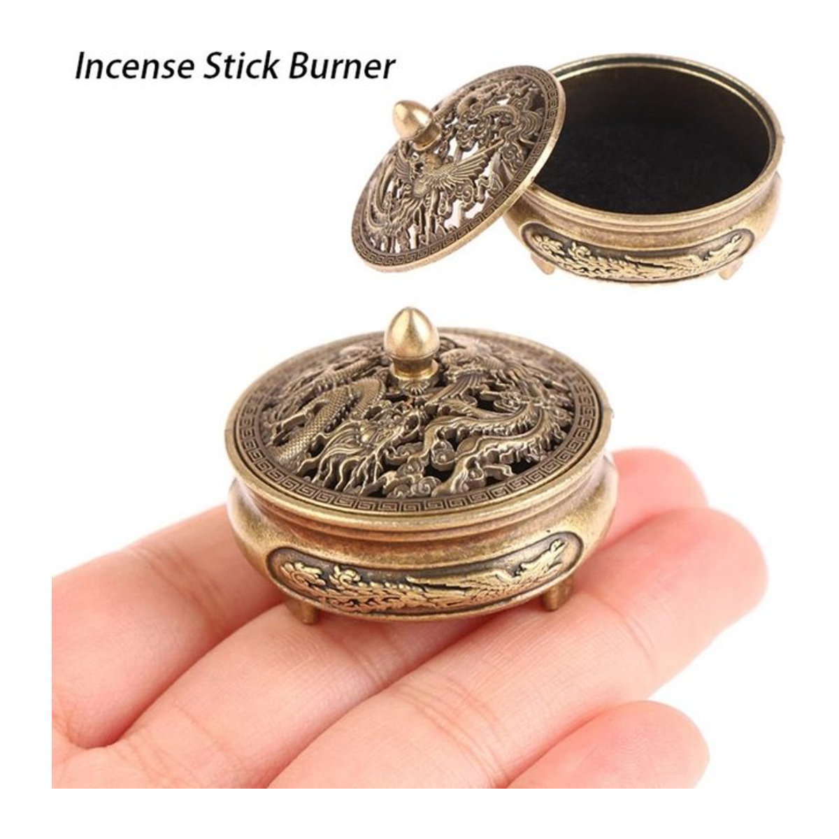 Weihrauchstäbchen-Brenner aus Legierung in Gold und Weiß für Home Office und Dekoration im orientalischen Design - Bild 1
