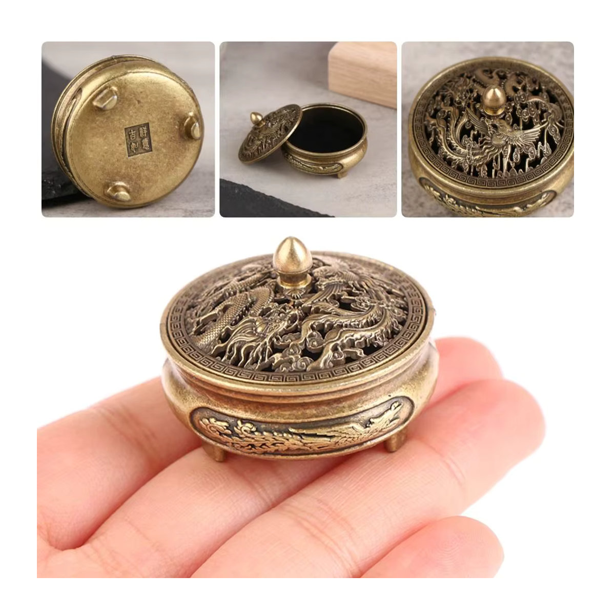 Weihrauchstäbchen-Brenner aus Legierung in Gold und Weiß für Home Office und Dekoration im orientalischen Design - Bild 2