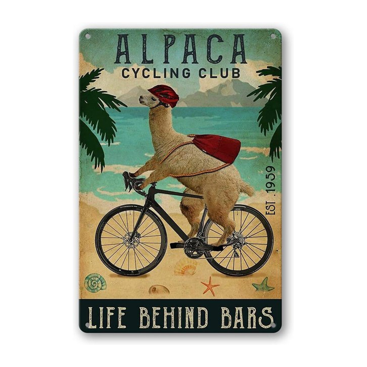 WEIMEILD Cycling Club Alpaka-Blechschild, Retro Vintage Metallschild für die Küchen-Dekoration im Bauernhaus-Stil, mehrfarbig - Bild 1