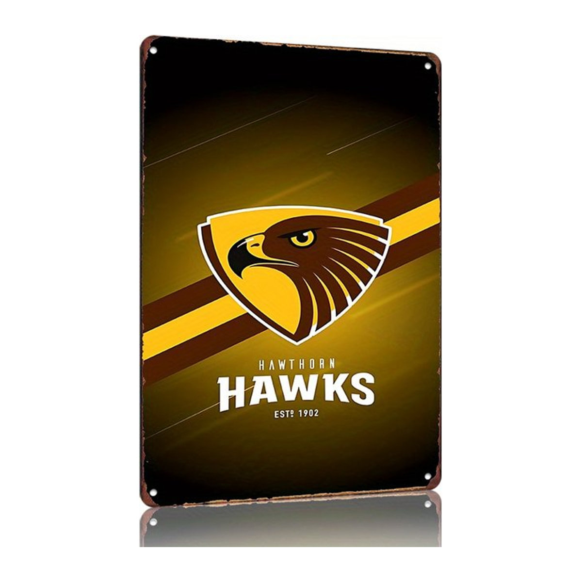 Weißdorn Hawks Fang Raptor Metall-Wandkunst im Vintage-Stil als mehrfarbiges Blechschild für die Wandmontage - Bild 1