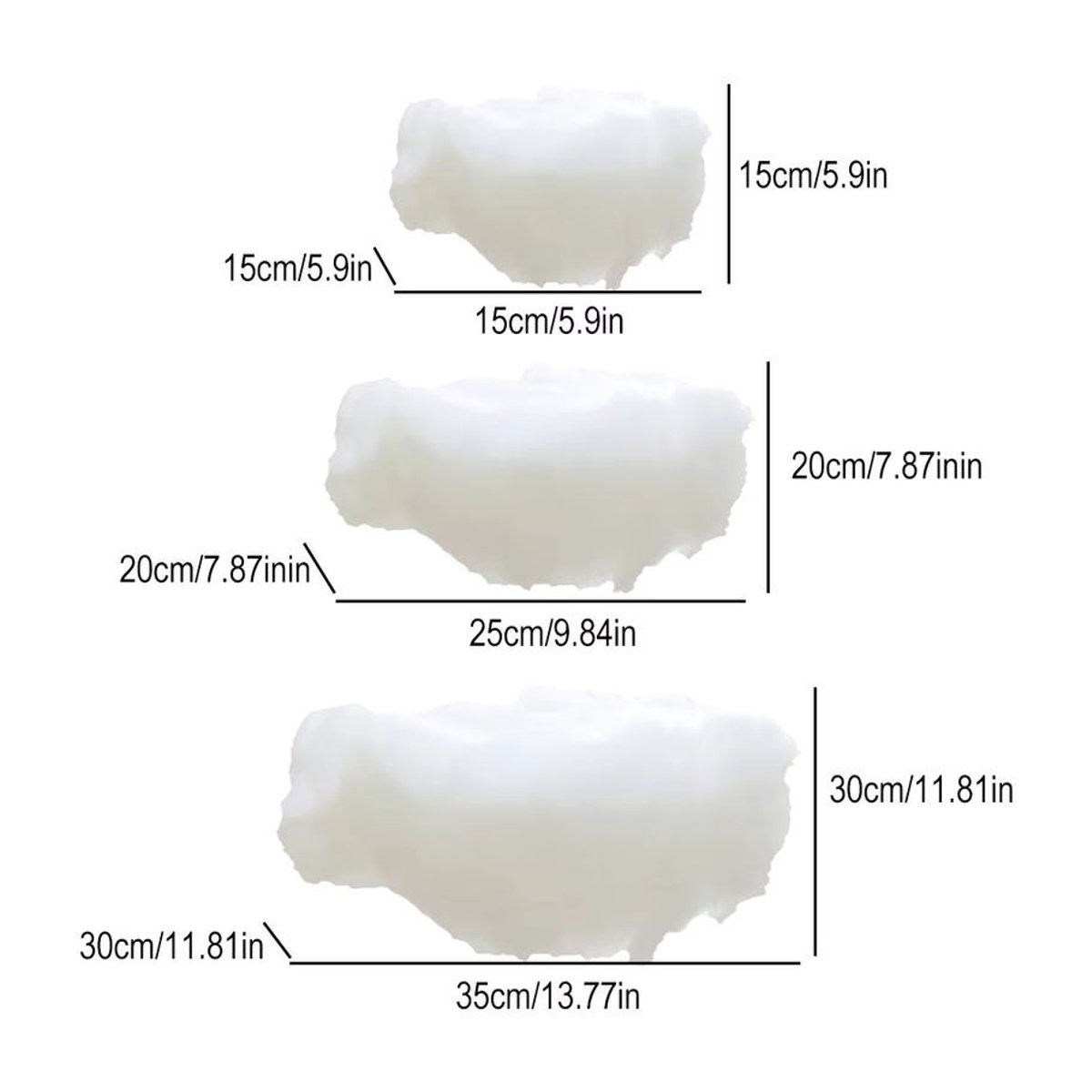 Weiße 3D Wolken Dekoration aus Textil für Innenräume und Hochzeiten zum Aufhängen - Bild 6