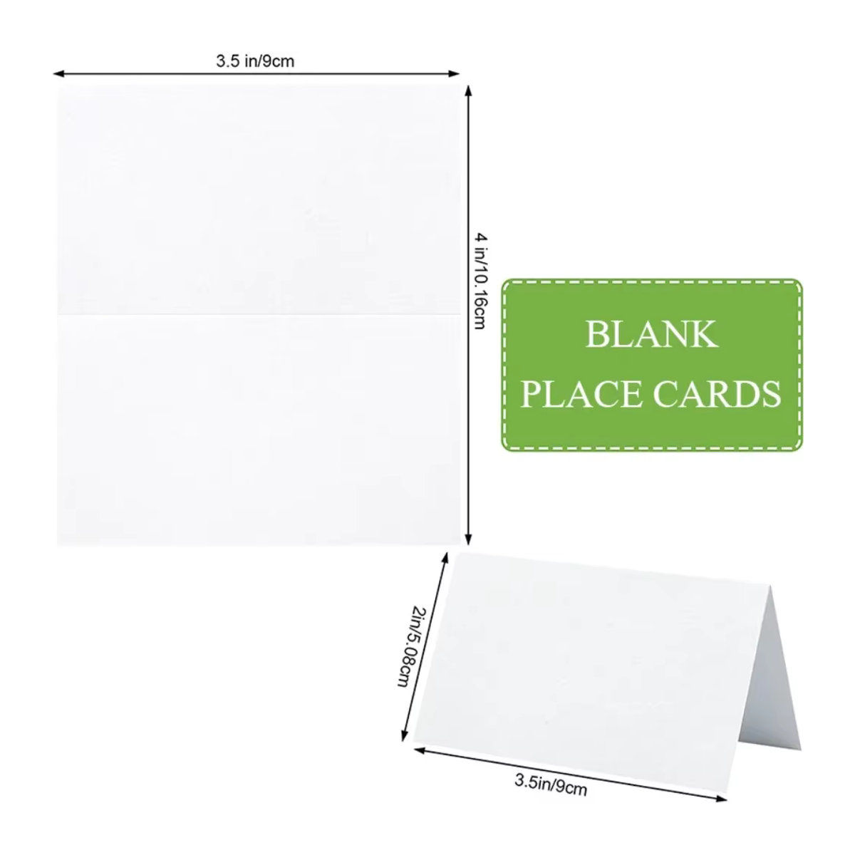 Weiße DIY Tischkarten aus Papier für Hochzeit und Geburtstag, minimalistisches Design, stehend, rechteckig, 20 Stück - Bild 2