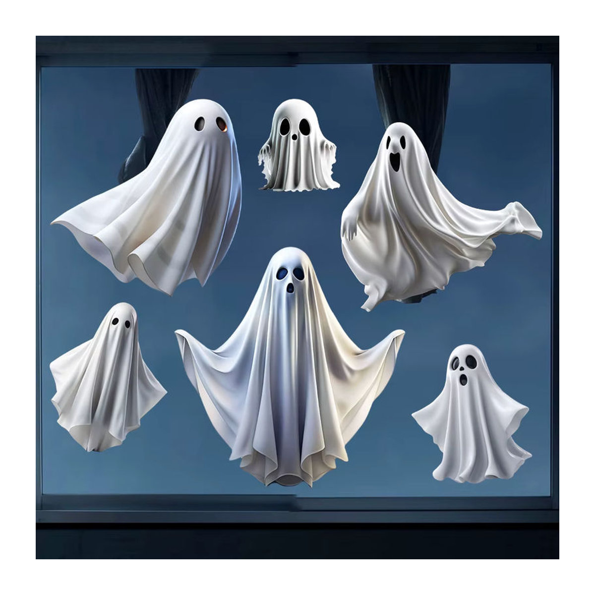 Weiße Geister Fensteraufkleber für Halloween Horror Mottoparty Dekoration Elektrostatische Glasaufkleber - Bild 3