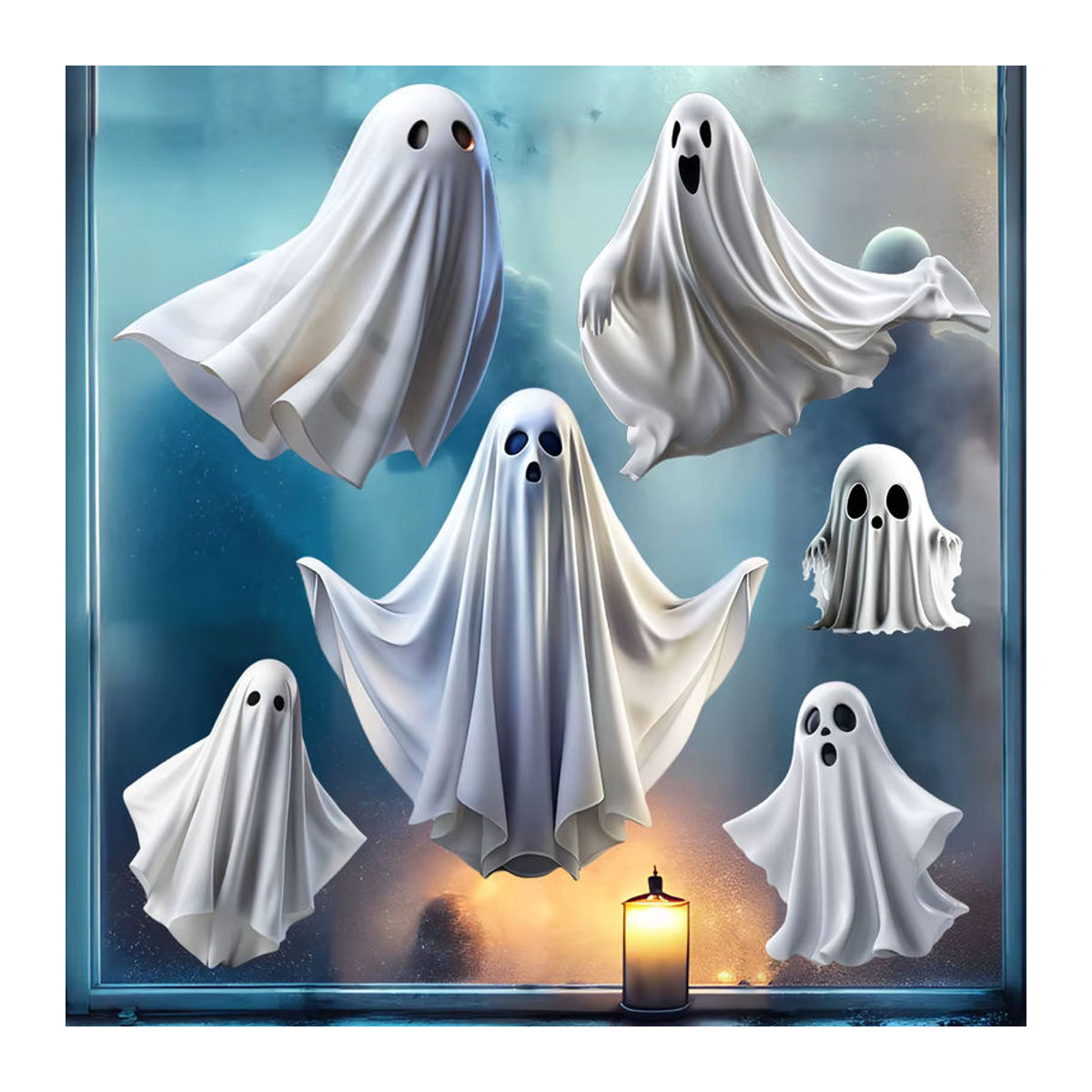 Weiße Geister Fensteraufkleber für Halloween Horror Mottoparty Dekoration Elektrostatische Glasaufkleber - Bild 4