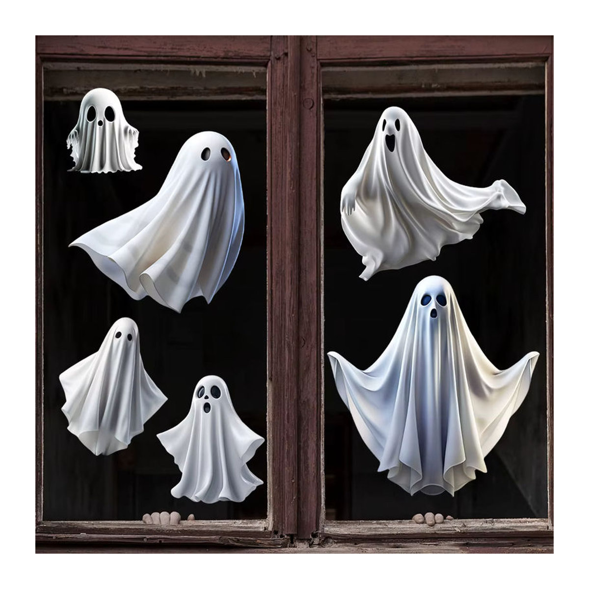 Weiße Geister Fensteraufkleber für Halloween Horror Mottoparty Dekoration Elektrostatische Glasaufkleber - Bild 5