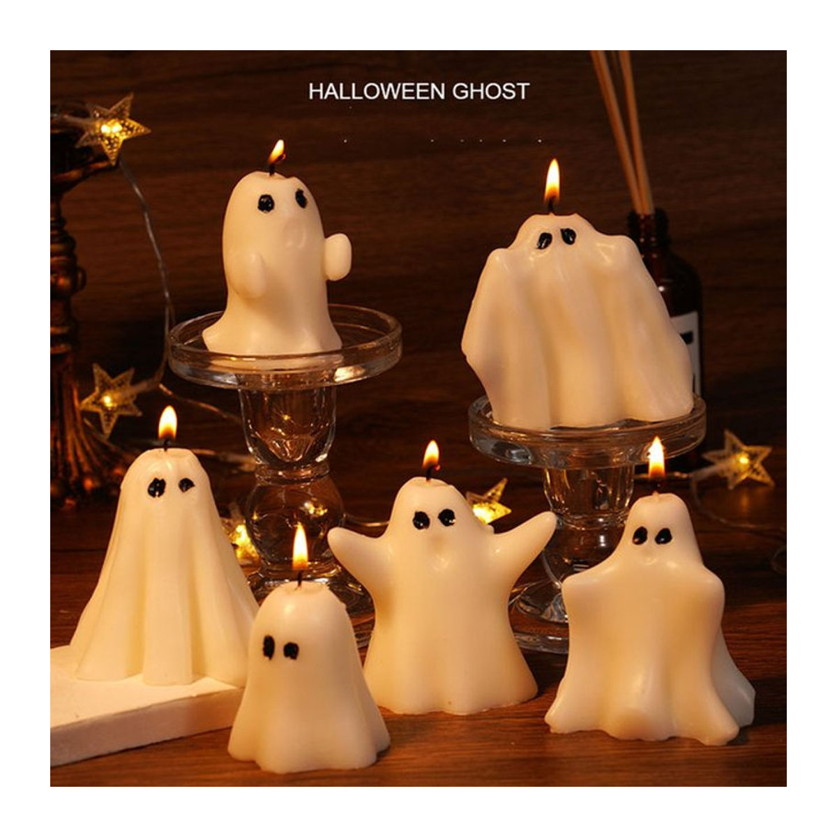 Weiße Halloween Geist Duftkerze als Teelicht für Gothic Dekoration und Party-Deko - Bild 1