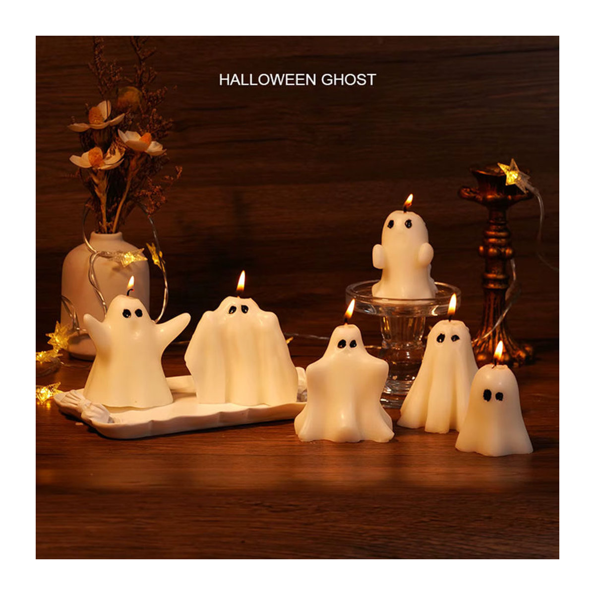 Weiße Halloween Geist Duftkerze als Teelicht für Gothic Dekoration und Party-Deko - Bild 2
