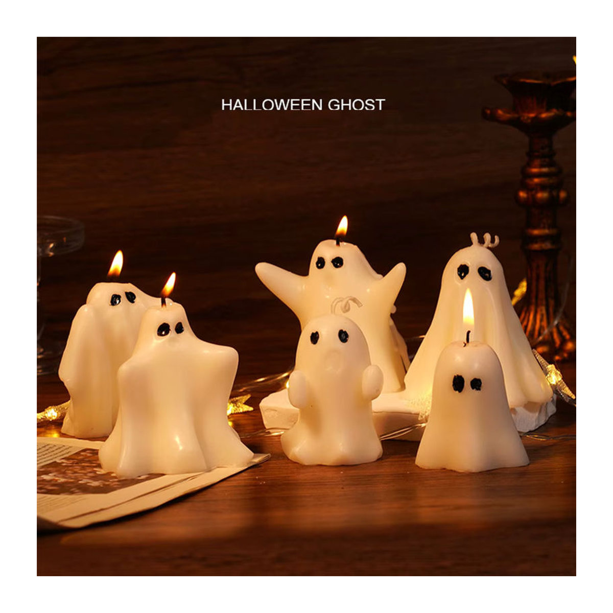 Weiße Halloween Geist Duftkerze als Teelicht für Gothic Dekoration und Party-Deko - Bild 3