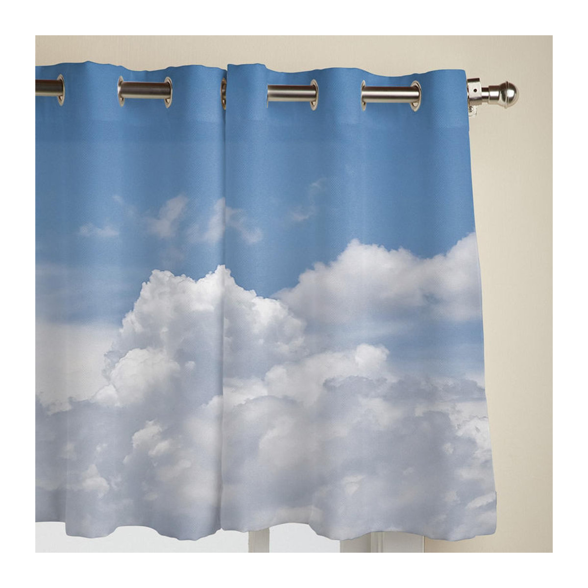 Weiße Himmel und Wolken Vorhänge für Schlafzimmer und Wohnzimmer, Transparent Vorhang mit Wolkenmuster, Breite: 135 cm, Höhe: 60 cm - Bild 4