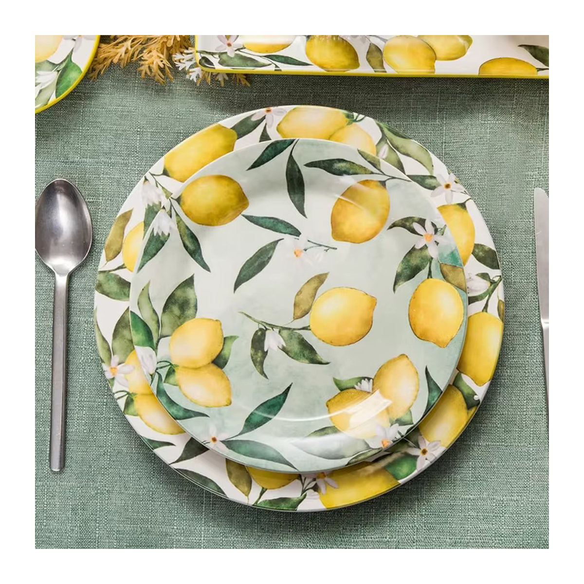 Weiße Keramik-Obstschale in Zitronen-Optik mit floralem Design für dein Home Dining - Bild 4