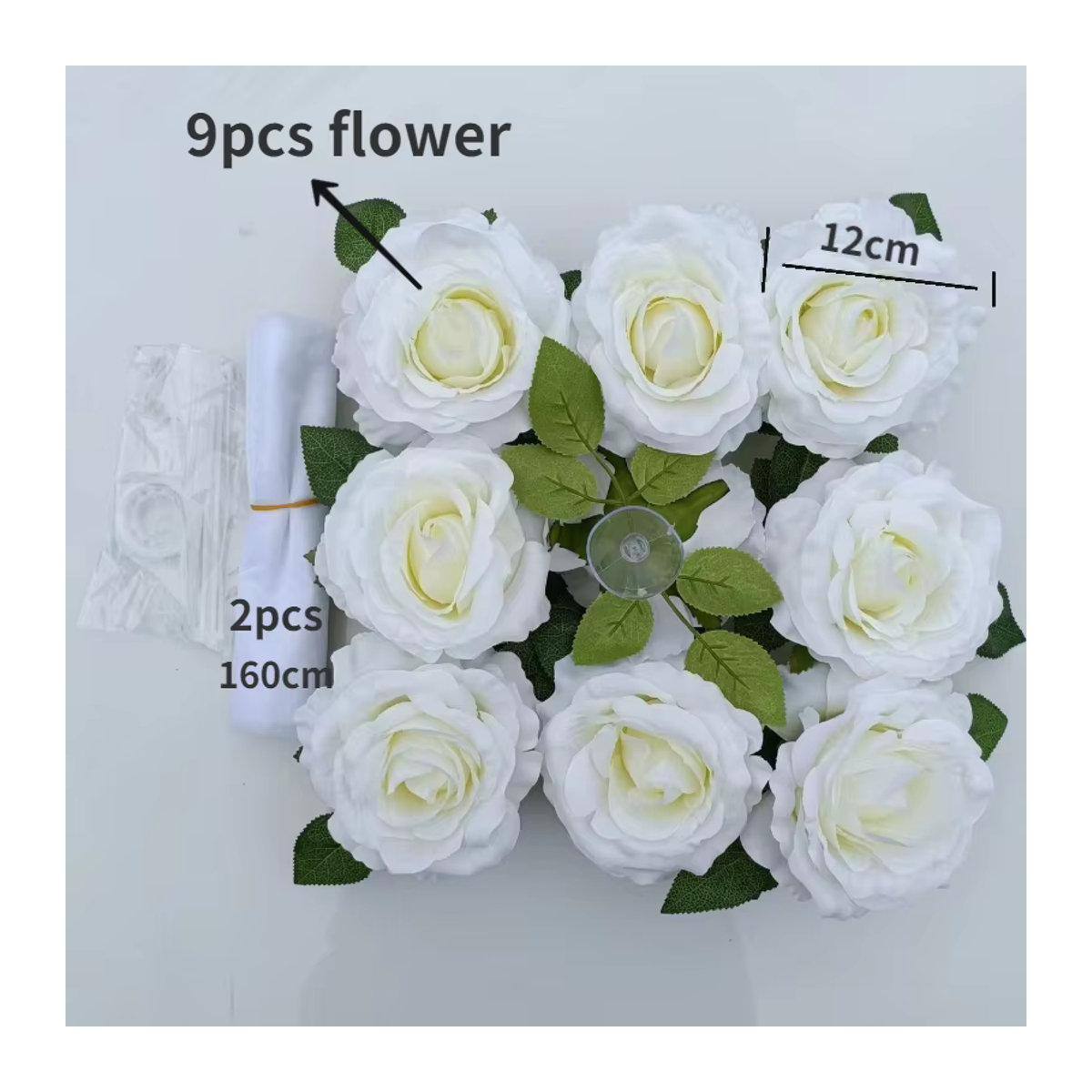 Weiße künstliche Rose von Fanm aus Textil für deine Hochzeits- und Autodekoration - Bild 4