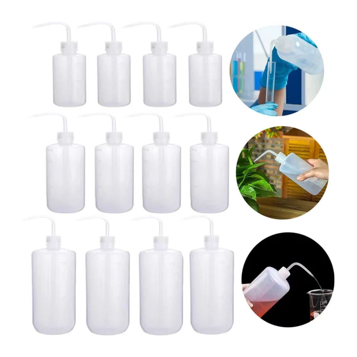 Weiße Kunststoff-Gießflasche mit gebogenem Mund als Quetschflasche für Pflanzen und Blumen - Bild 1