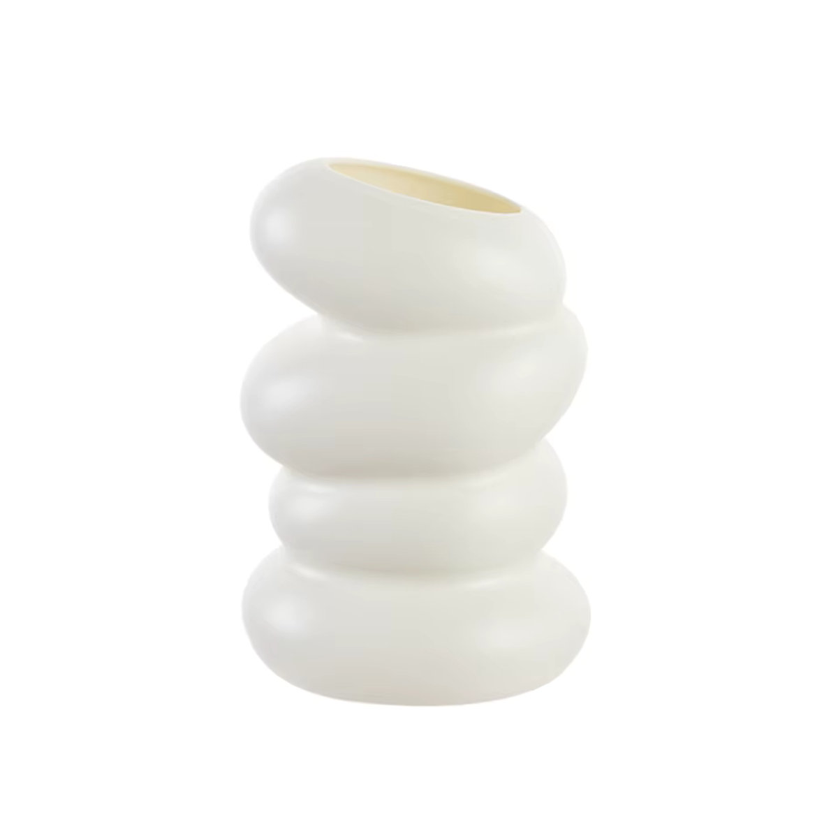 Weiße Kunststoff Vase in Keramik-Optik für Blumen und Topfpflanzen, minimalistisches Design für Garten und Tischdeko - Bild 3