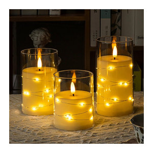 Weiße LED-Stumpenkerzen mit Flackereffekt aus Kunststoff für Hochzeit und Party, batteriebetrieben