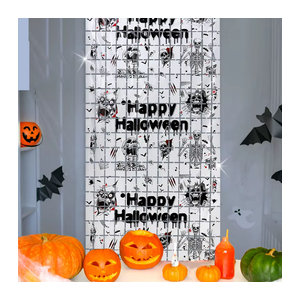 Weiße Metallic Lametta Folie Fransen Vorhänge für Halloween Party Dekoration und Foto Requisiten