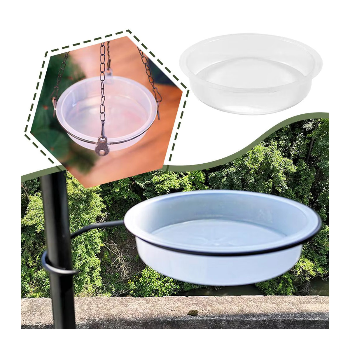 Weiße Vogel-Fütterungsschale und Vogelbad aus Kunststoff für den Garten und die Terrasse - Bild 5