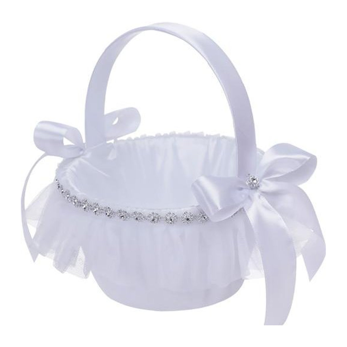 Weißer Blumenkorb mit Spitzendekor für Hochzeit und Party - Bild 1