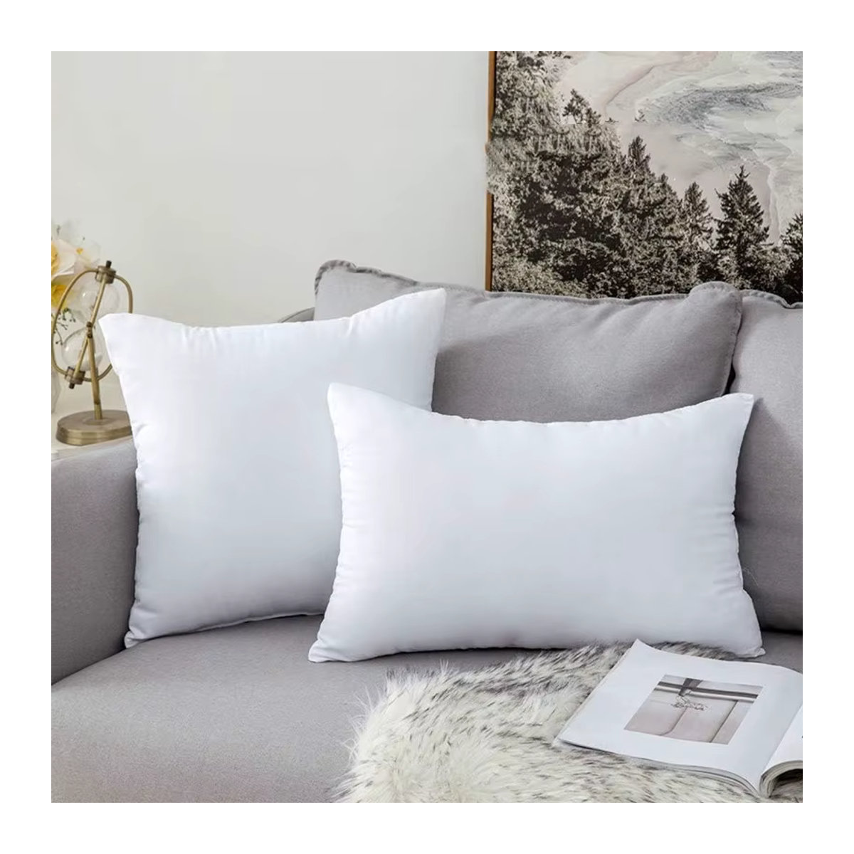 Weißer Dekokissen-Einsatz als Kissenfüller für Couch und Bett, B/H: 30 x 50 cm - Bild 6