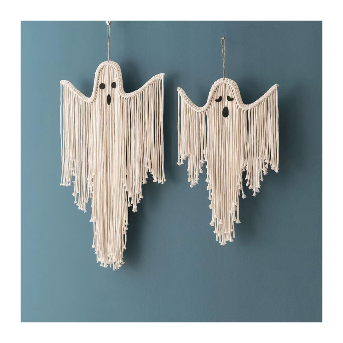 Weißer Makramee Halloween Geist Wandbehang aus Baumwolle im Bohemian Stil - Bild 3