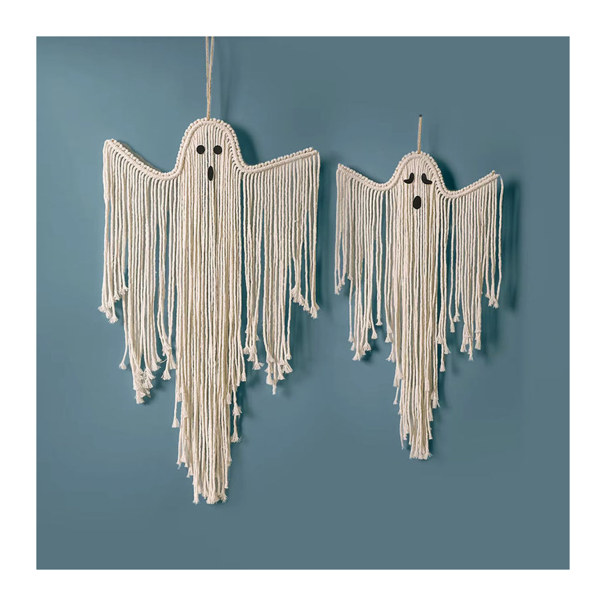 Weißer Makramee Halloween Geist Wandbehang aus Baumwolle im Bohemian Stil - Bild 4
