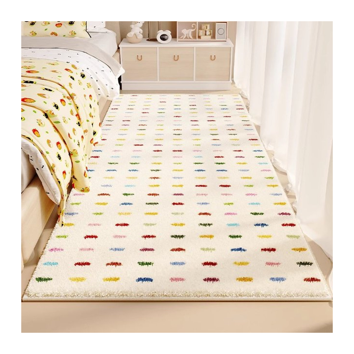 Weißer rutschfester Teppich aus Kaschmirimitat für das Schlafzimmer oder Kinderzimmer - Bild 1