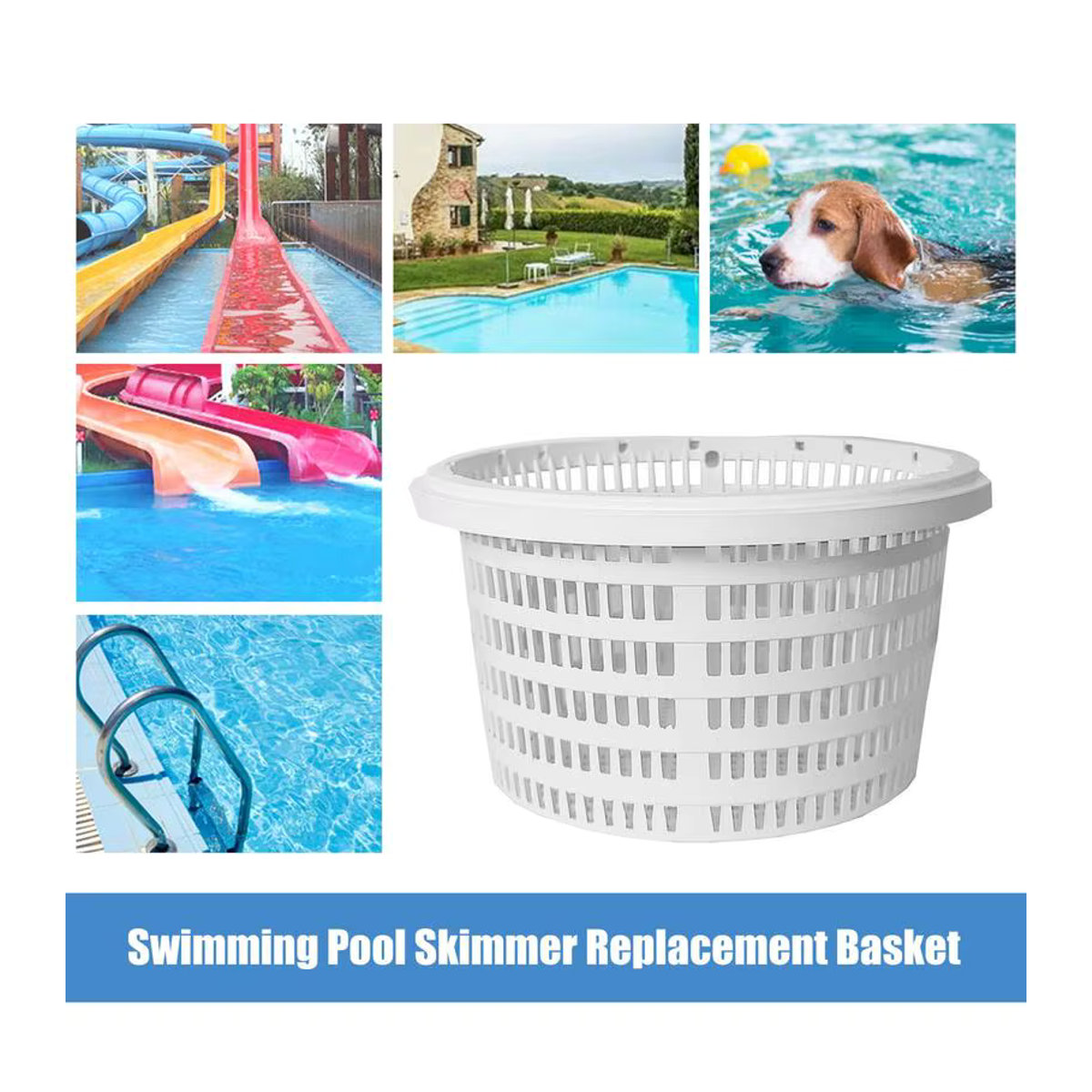 Weißer Schwimmbad-Skimmer-Korb aus Kunststoff für oberirdische Pools, Durchmesser: 19 cm - Bild 3