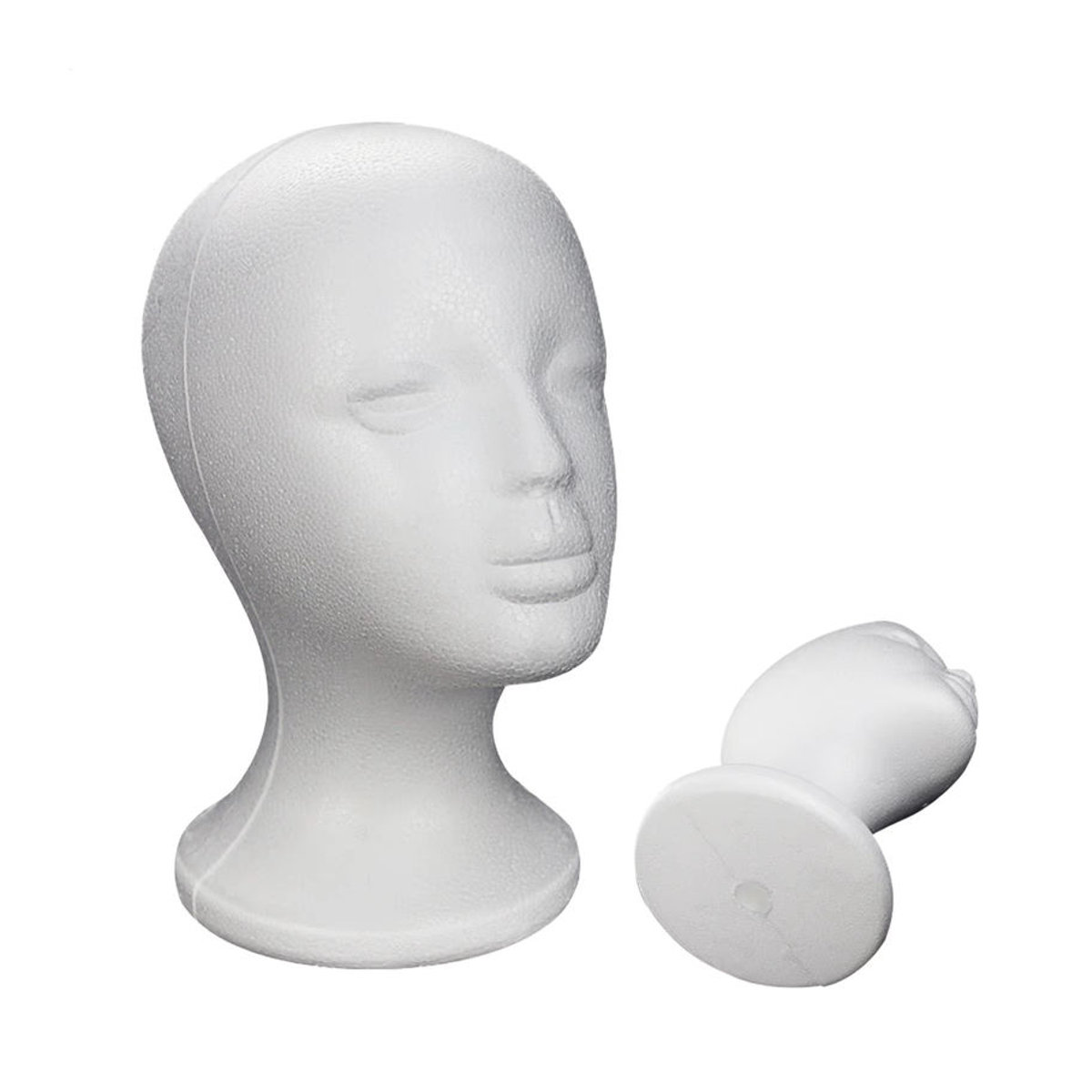 Weißer Styropor Mannequin Kopf mit Standfuß zur Präsentation von Hüten, Brillen und Perücken - Bild 2