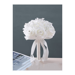 Weißer Textil-Rosenstrauß TRUE LOVE GIFT für Hochzeit und Dekoration