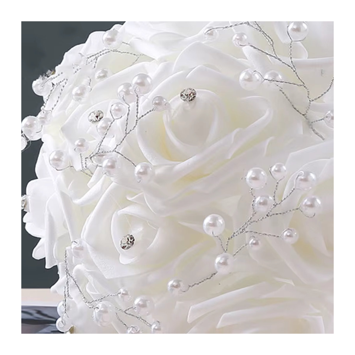 Weißer Textil-Rosenstrauß TRUE LOVE GIFT für Hochzeit und Dekoration - Bild 5