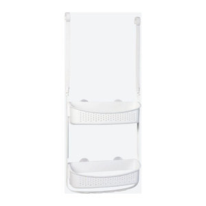 Weißes Badregal als Dusch-Organizer aus Kunststoff mit flexiblen Haken, B/T/H: 32 x 10 x 72,5 cm