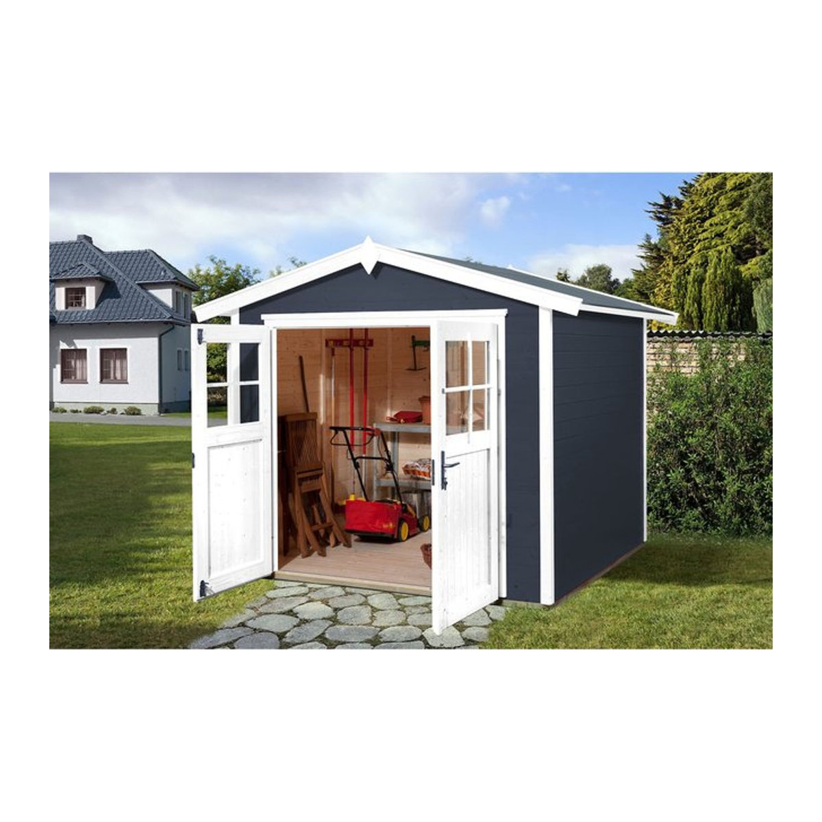 WEKA Gartenhaus 224 Gr.3 aus Holz in Anthrazit B/H/T: 280 x 227 x 239 cm - Bild 1
