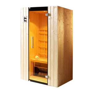 WEKA Infrarotkabine Tanilla 1 für 1 Person mit Fronteinstieg in Beige und Grau aus Holz und Glas