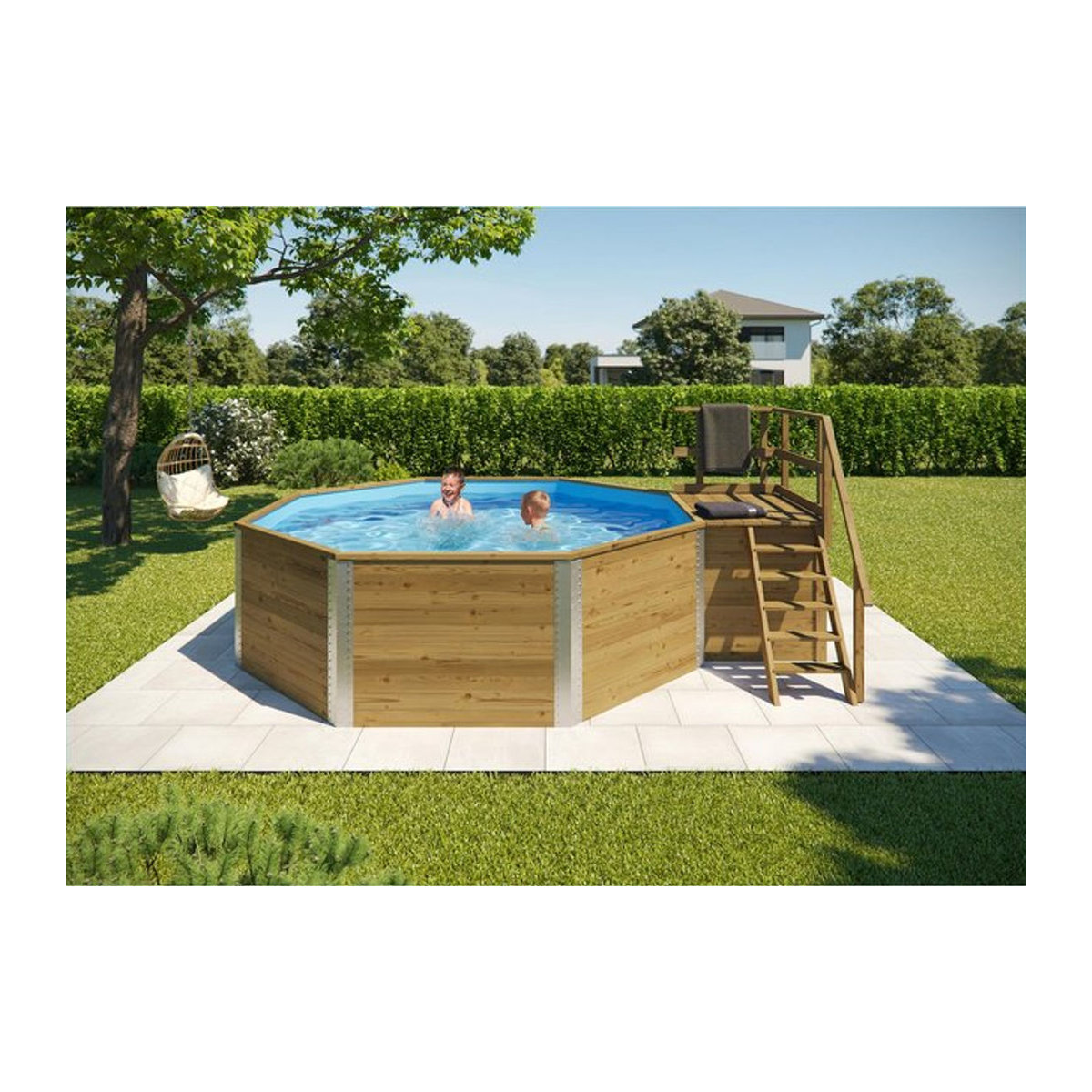 Weka Massivholzpool in Blau oder Natur - Bild 1