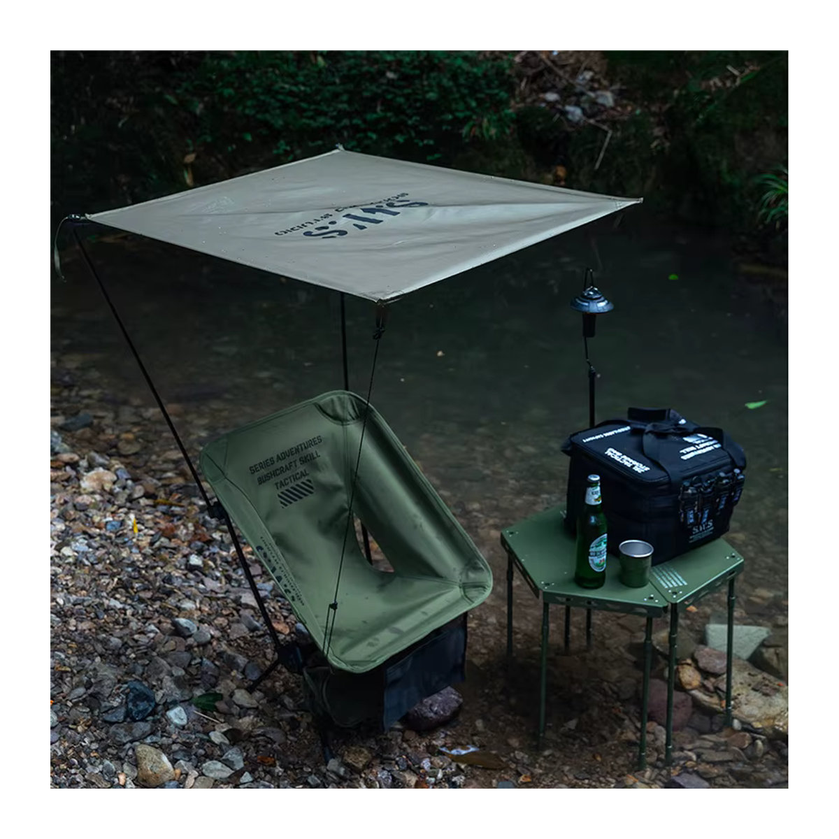 WELLHIKE SWS Camping-Set mit Sonnenschirm, Markise und Klappstuhl für Strand und Angeln - Bild 3