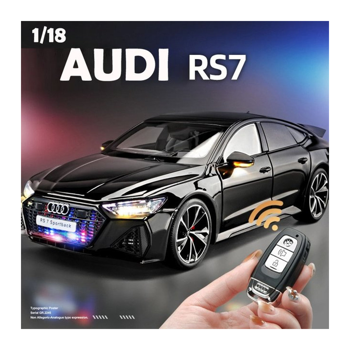 WELLY Audi RS7 Sportback Automodell in Schwarz, Maßstab 1:18, Metalllegierung - Bild 1