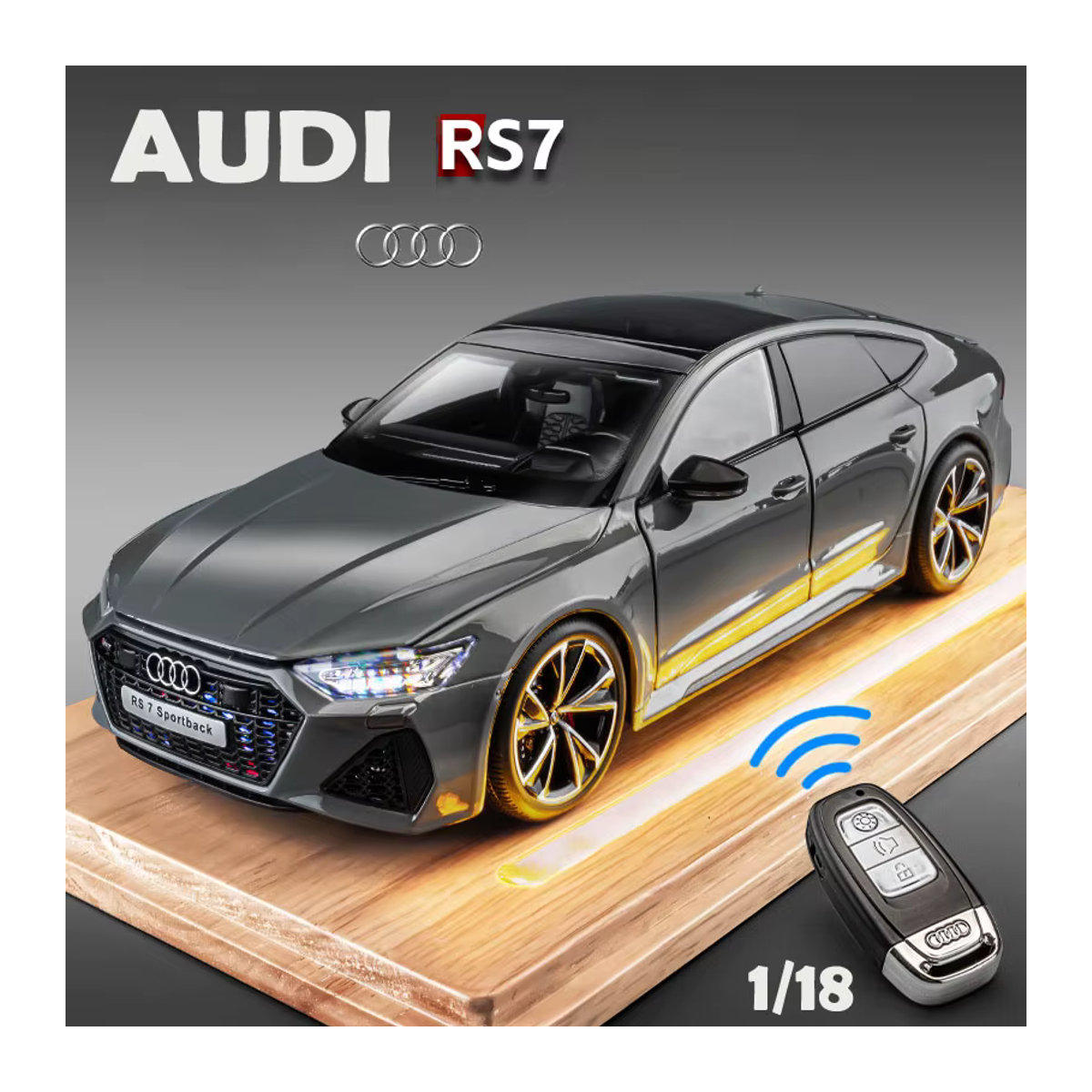 WELLY Audi RS7 Sportback Automodell in Schwarz, Maßstab 1:18, Metalllegierung - Bild 2