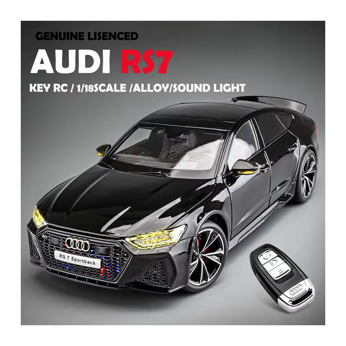 WELLY Audi RS7 Sportback Automodell in Schwarz, Maßstab 1:18, Metalllegierung - Bild 3