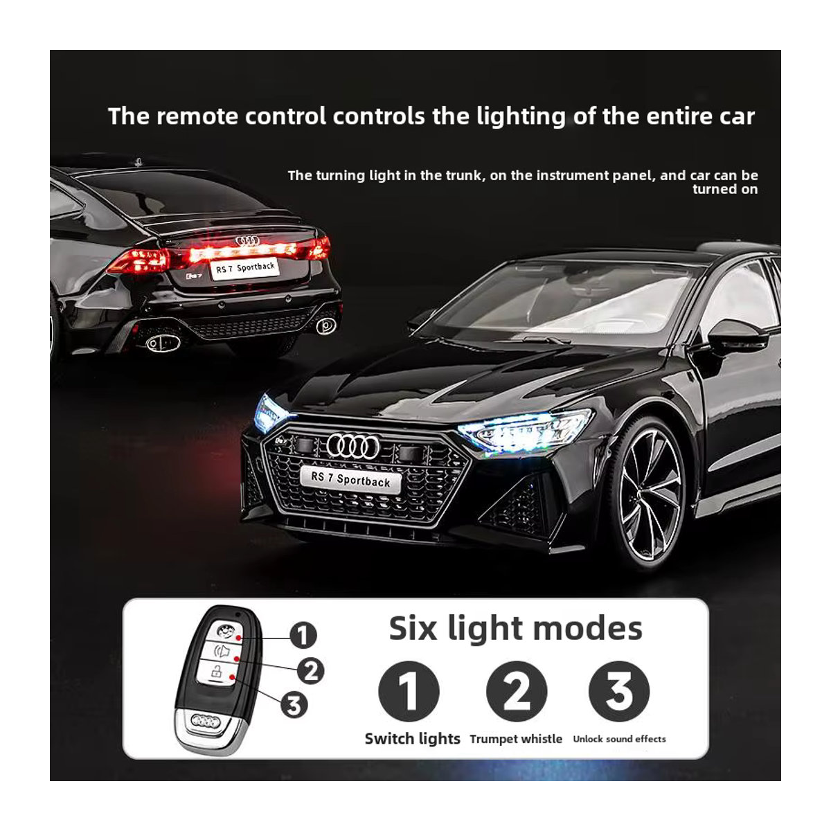 WELLY Audi RS7 Sportback Automodell in Schwarz, Maßstab 1:18, Metalllegierung - Bild 5