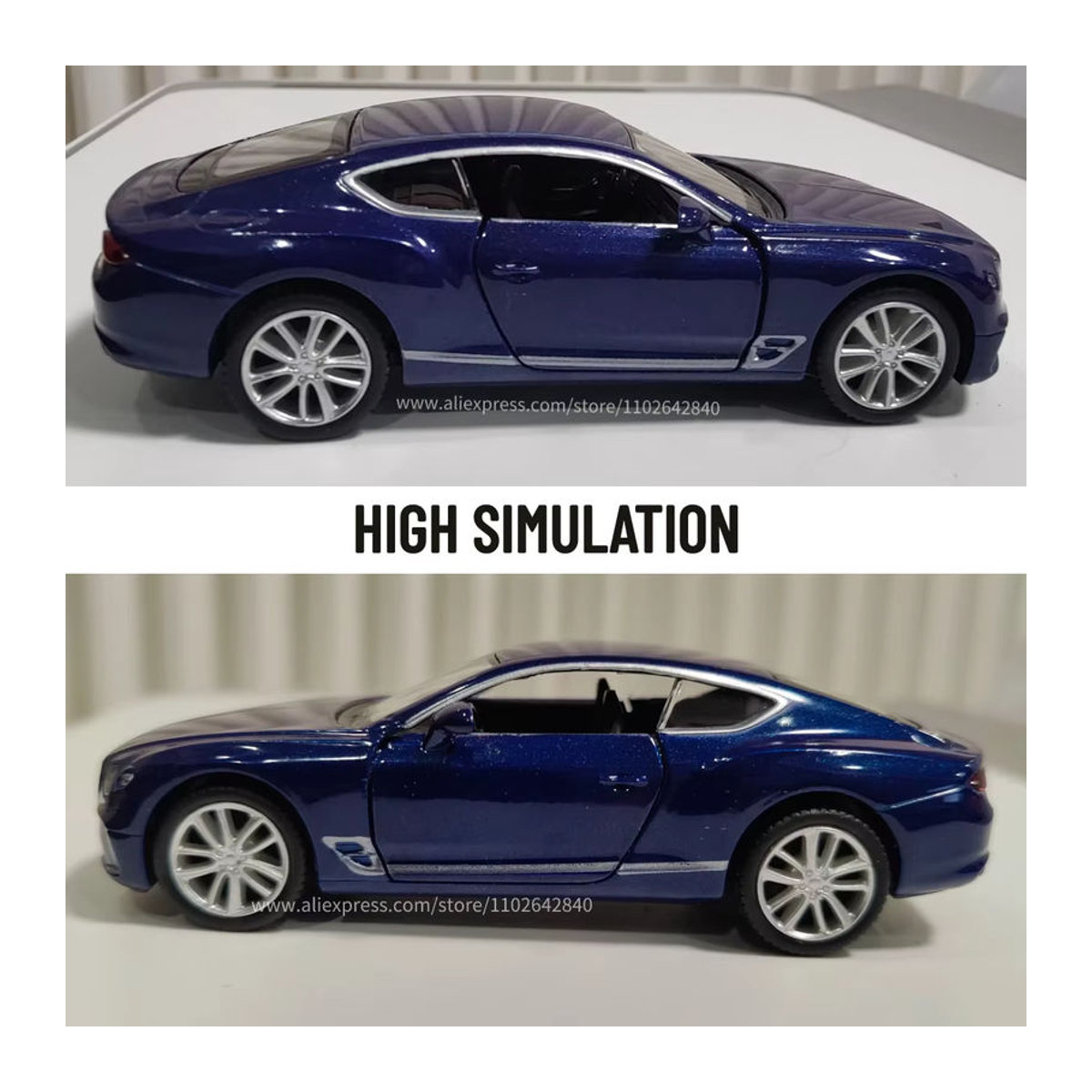 WELLY Bentley Continental GT Replik Automodell aus Metalldruckguss im Maßstab 1:36 in Rot oder Blau - Bild 4