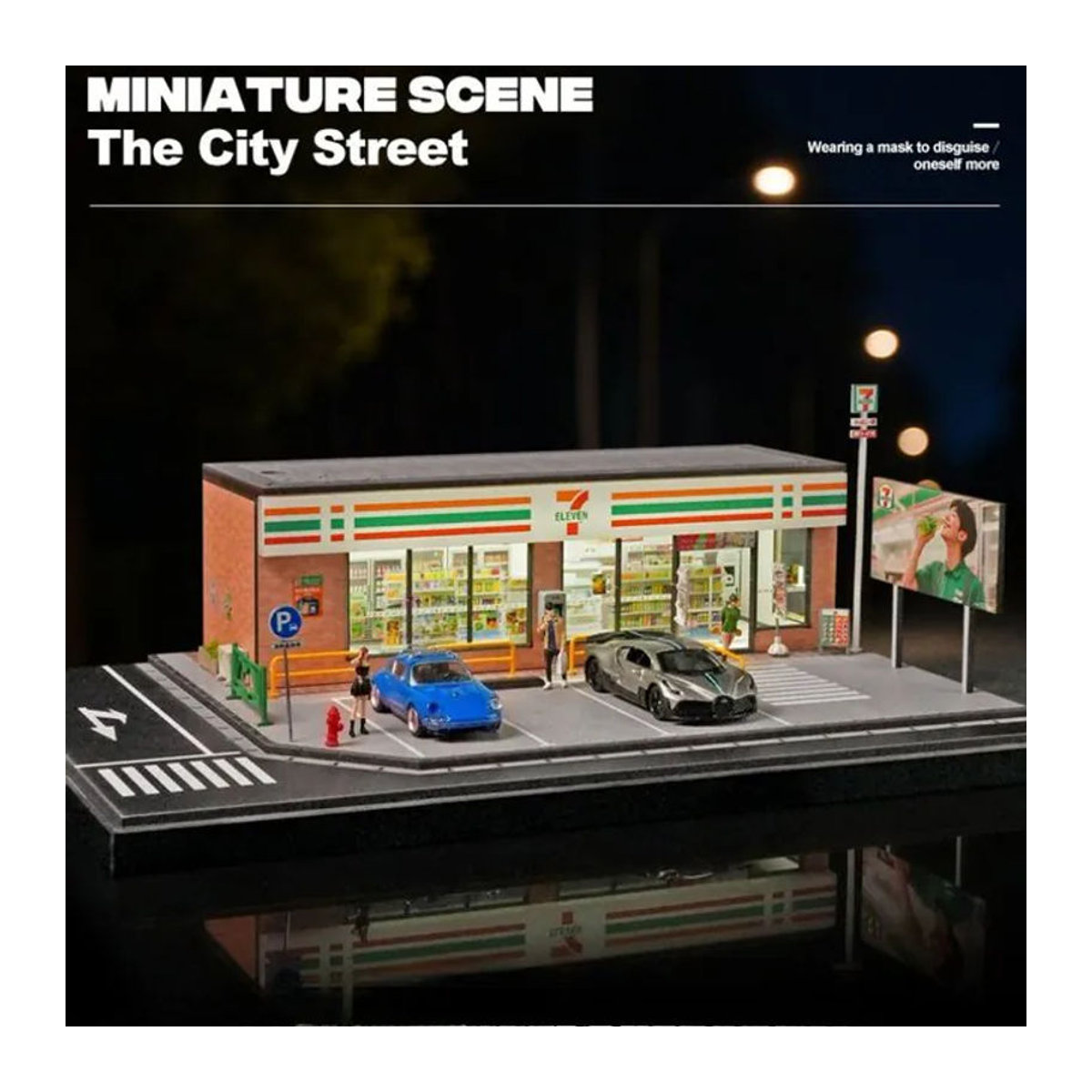 WELLY Miniatur-Modell 7-Eleven Convenience Store mit Beleuchtung, mehrfarbiges Gebäude aus Kunststoff für Sammler und Dekoration - Bild 1