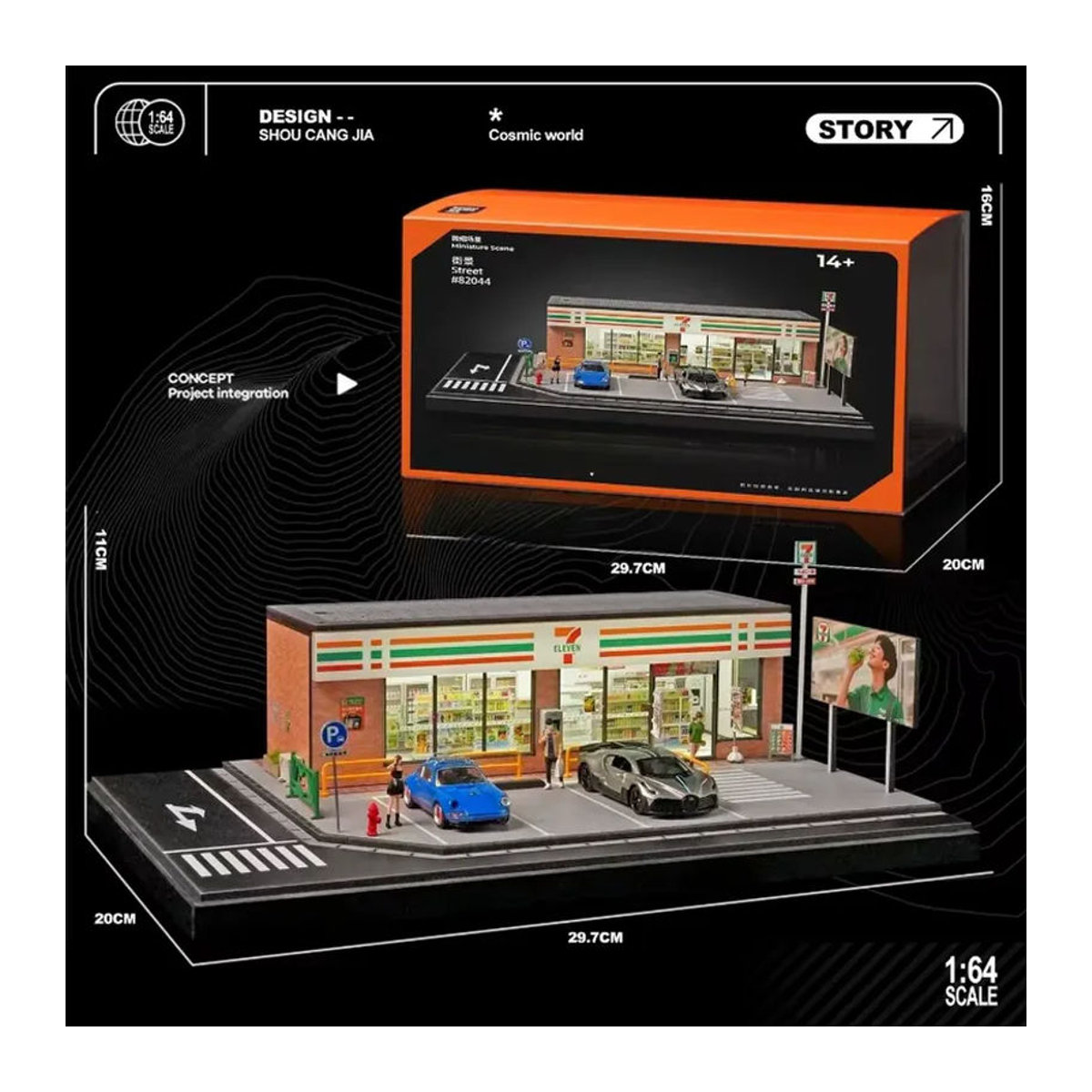 WELLY Miniatur-Modell 7-Eleven Convenience Store mit Beleuchtung, mehrfarbiges Gebäude aus Kunststoff für Sammler und Dekoration - Bild 3