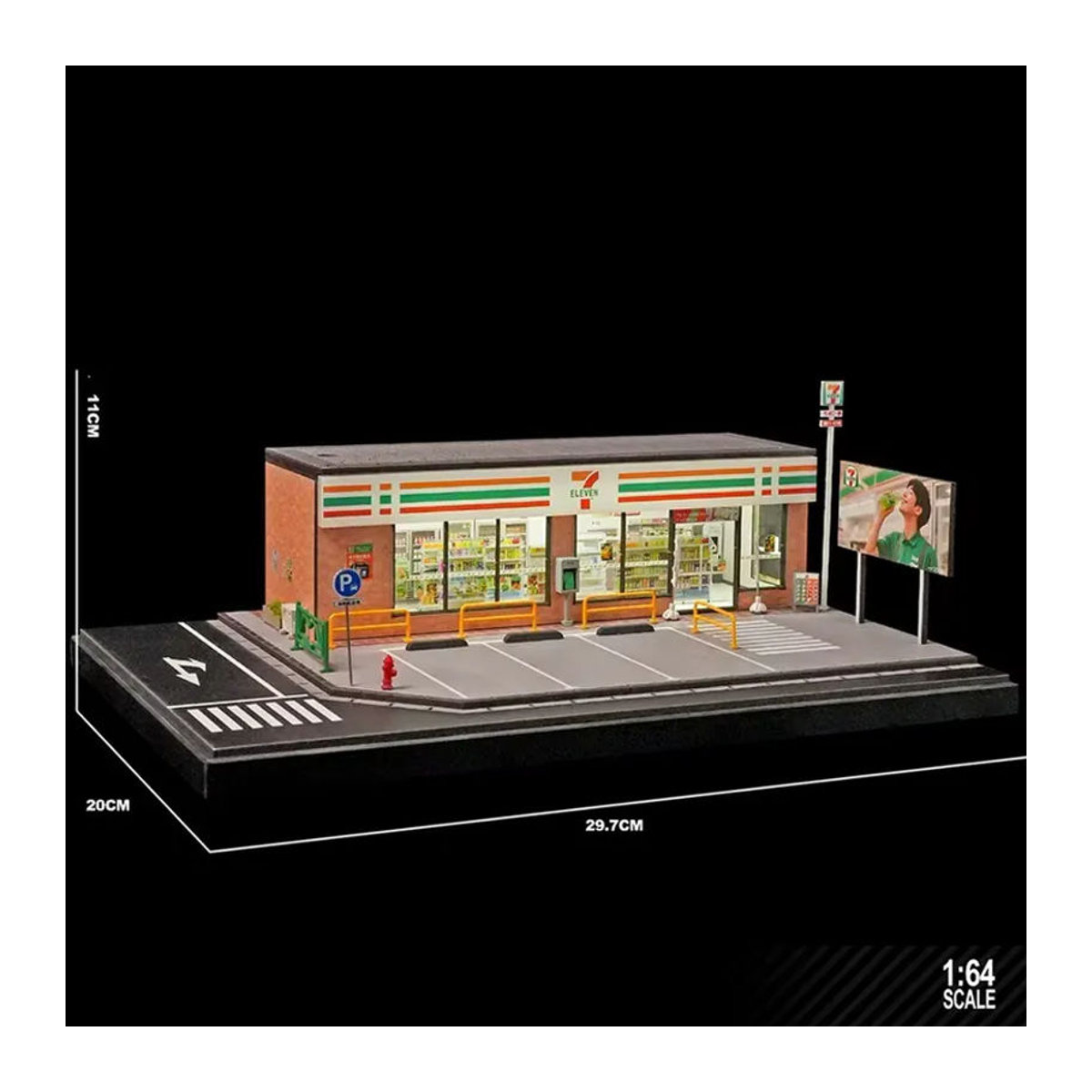 WELLY Miniatur-Modell 7-Eleven Convenience Store mit Beleuchtung, mehrfarbiges Gebäude aus Kunststoff für Sammler und Dekoration - Bild 5