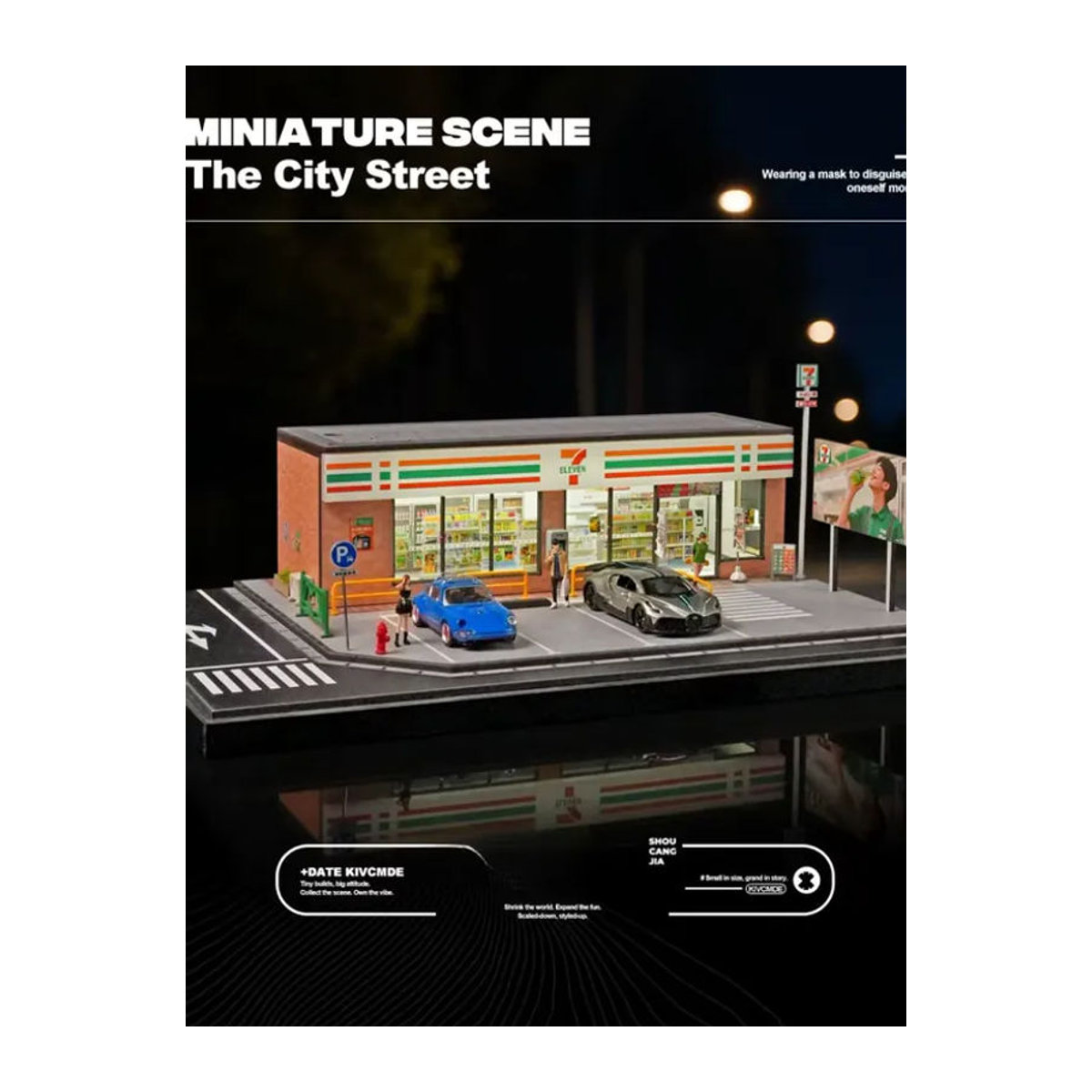 WELLY Miniatur-Modell 7-Eleven Convenience Store mit Beleuchtung, mehrfarbiges Gebäude aus Kunststoff für Sammler und Dekoration - Bild 7