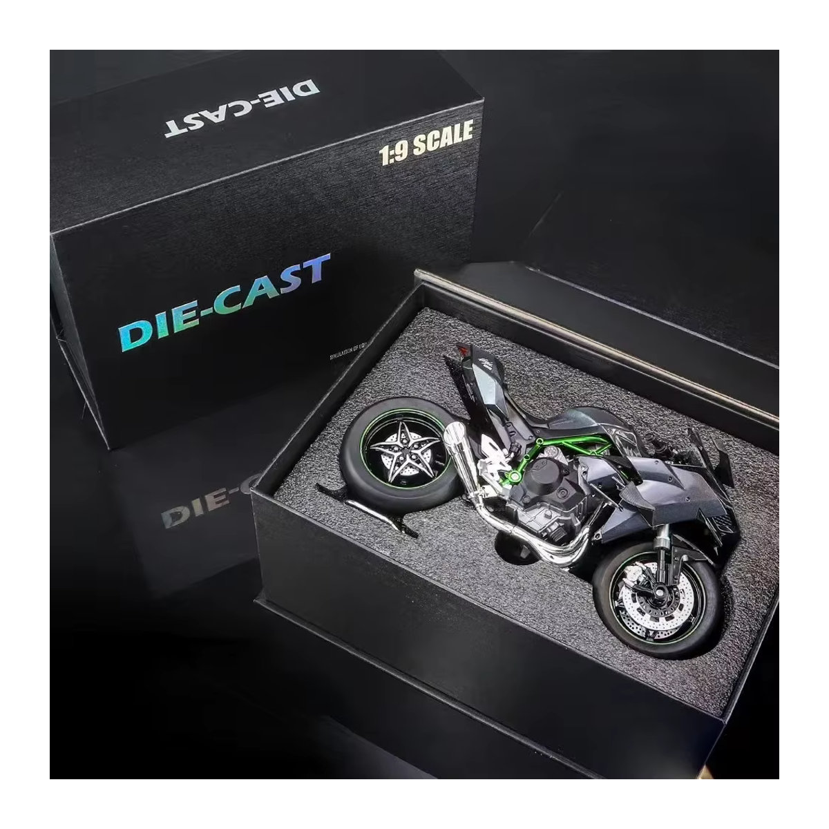 WELLY Motorrad Legierung Modell Serie Schwarz 1:9 Ducati V4S Kawasaki H2R BMW S1000RR Sammlerstück Dekoration - Bild 2