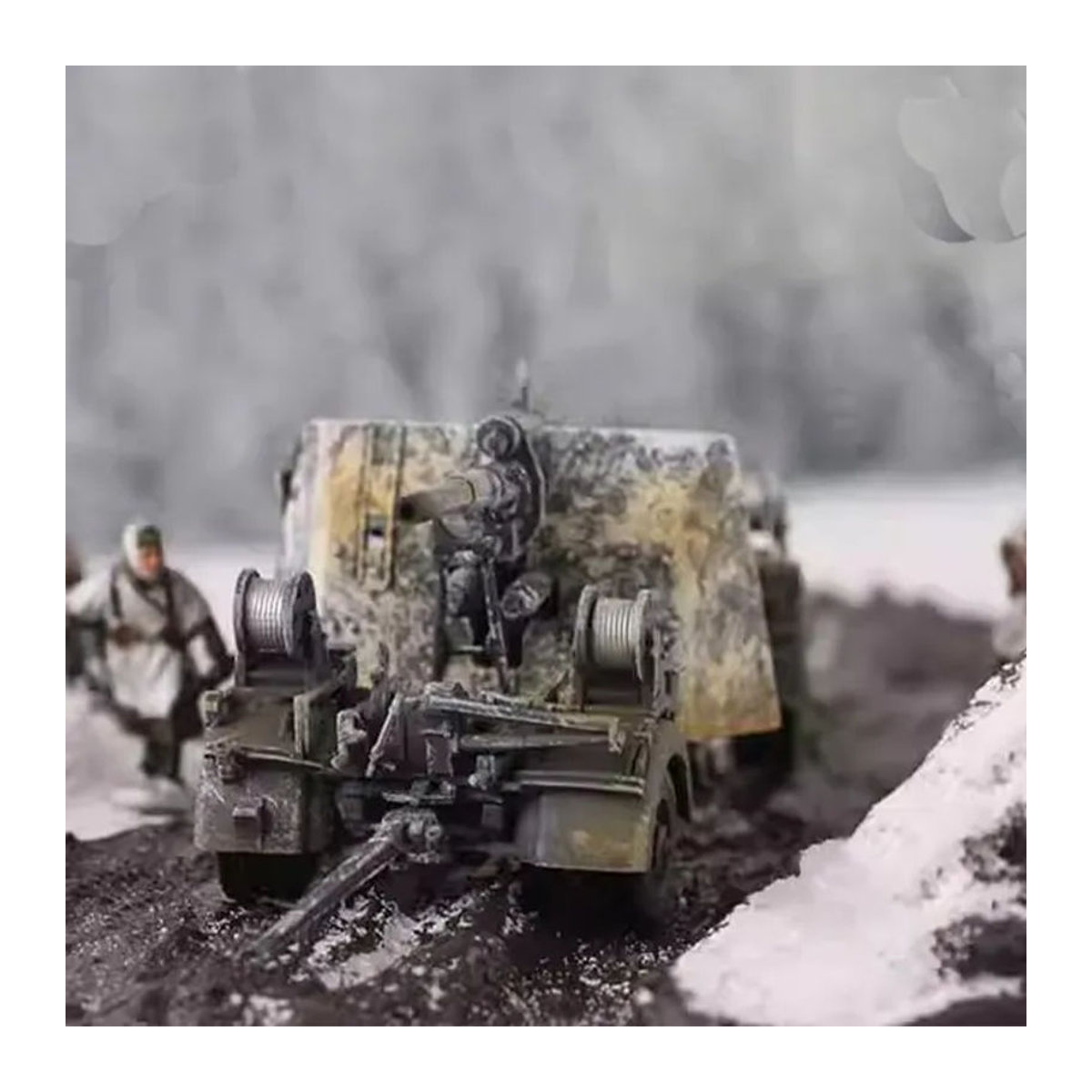 WELLY Simulationsmodell Deutsche 88mm Flak 37 Schnee im Maßstab 1/72 aus Kunstharz in Weiß - Bild 1