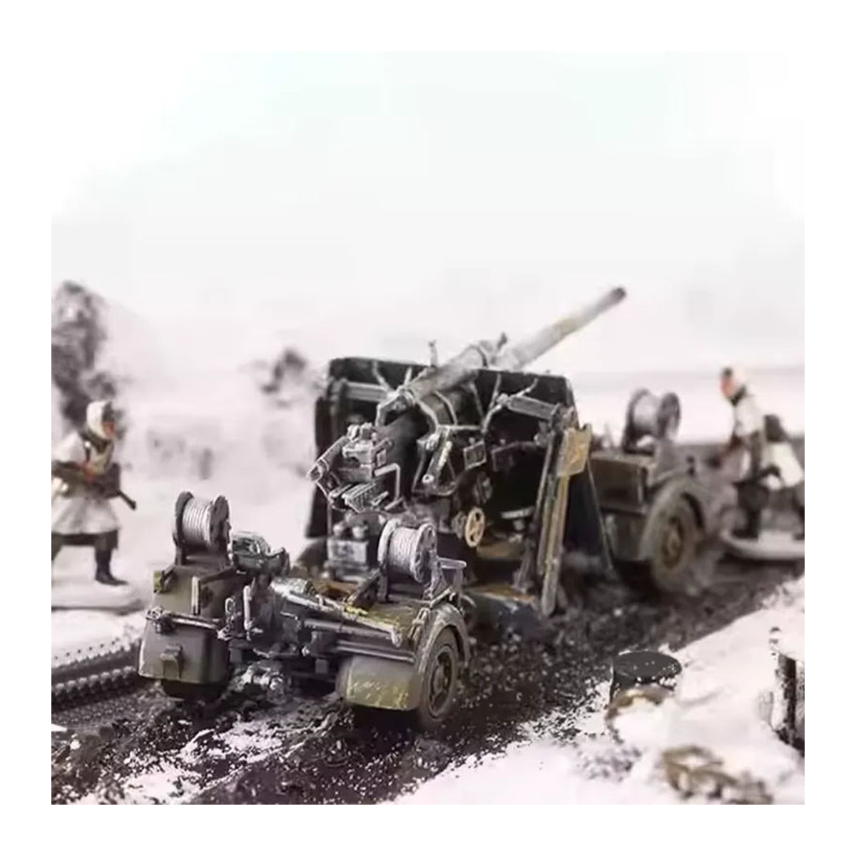 WELLY Simulationsmodell Deutsche 88mm Flak 37 Schnee im Maßstab 1/72 aus Kunstharz in Weiß - Bild 2