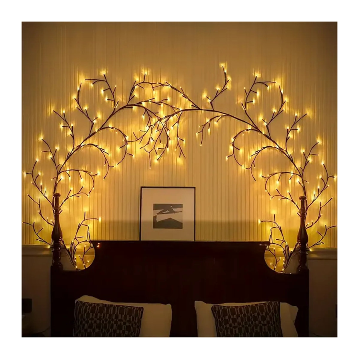 WELPUR LED Zweig Lampe mit 96 LEDs in Schwarz für Schlafzimmer und Wanddekoration mit 8 Beleuchtungsmodi - Bild 2
