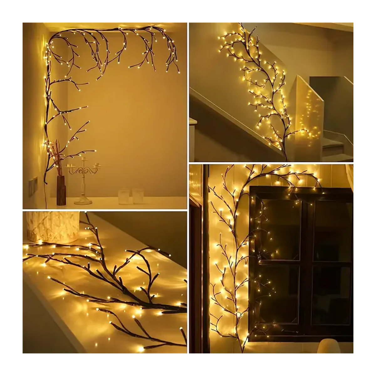 WELPUR LED Zweig Lampe mit 96 LEDs in Schwarz für Schlafzimmer und Wanddekoration mit 8 Beleuchtungsmodi - Bild 6